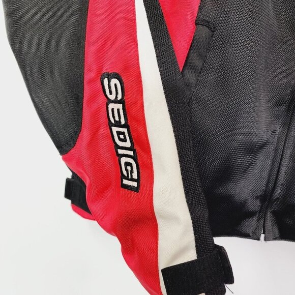 SEDICI Mesh Motorcycle Jacket Black Red White Mens Medium MISSING ARMOUR - Picture 2 of 16